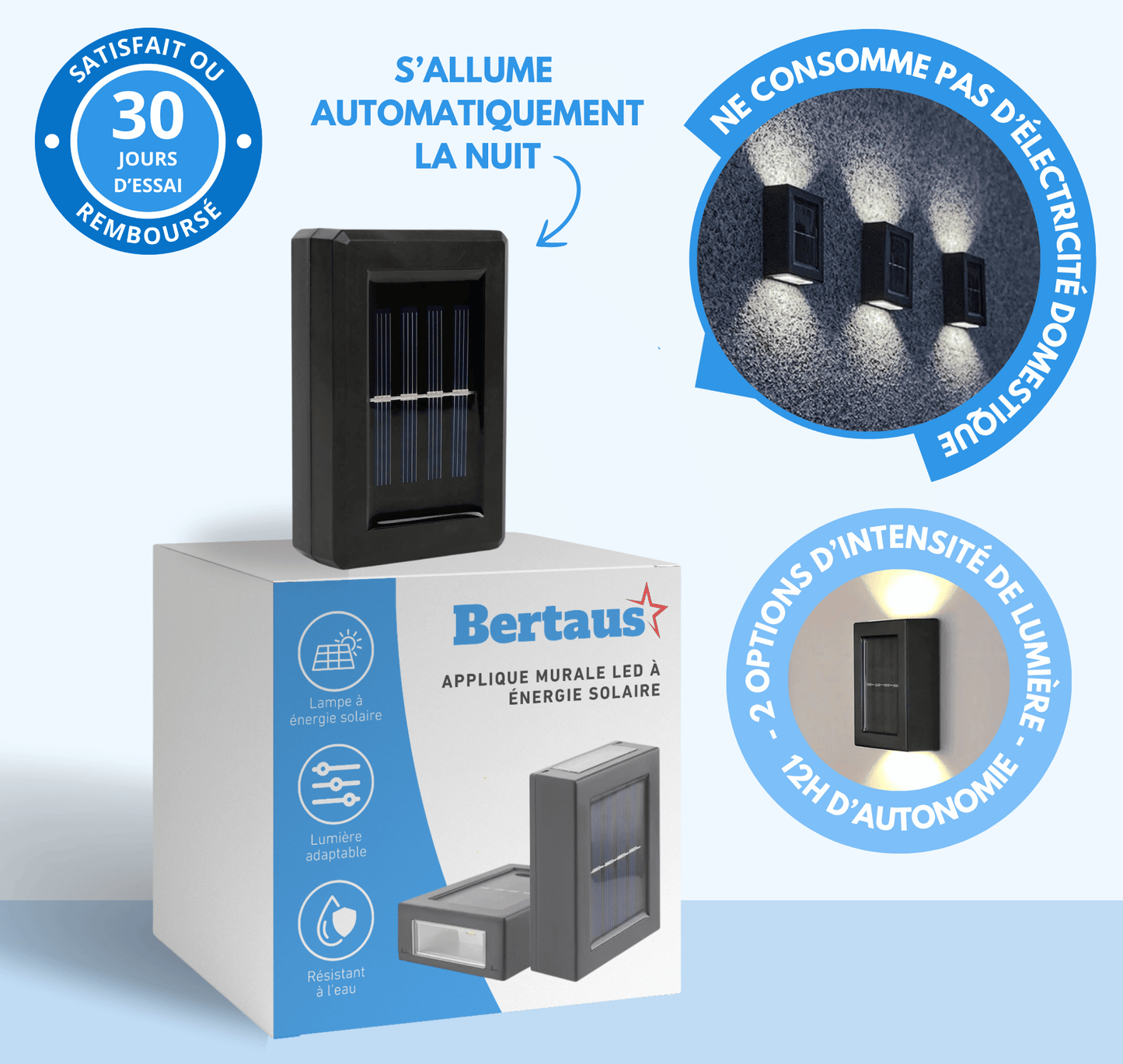 Applique murale LED solaire