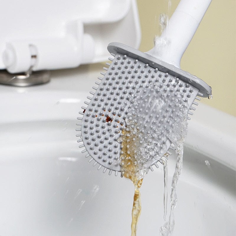 Brosse WC en Silicone avec Manche Longue & Patch Mural