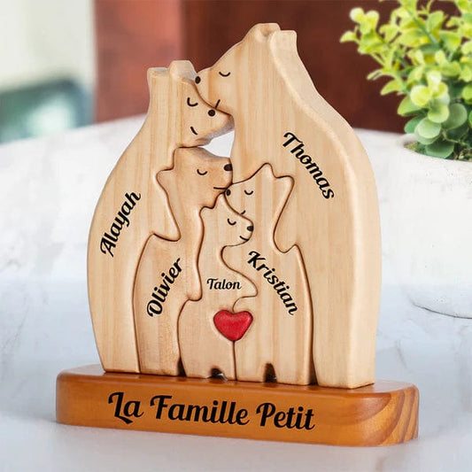 Famille Ours en Bois - Cadeau personnalisé
