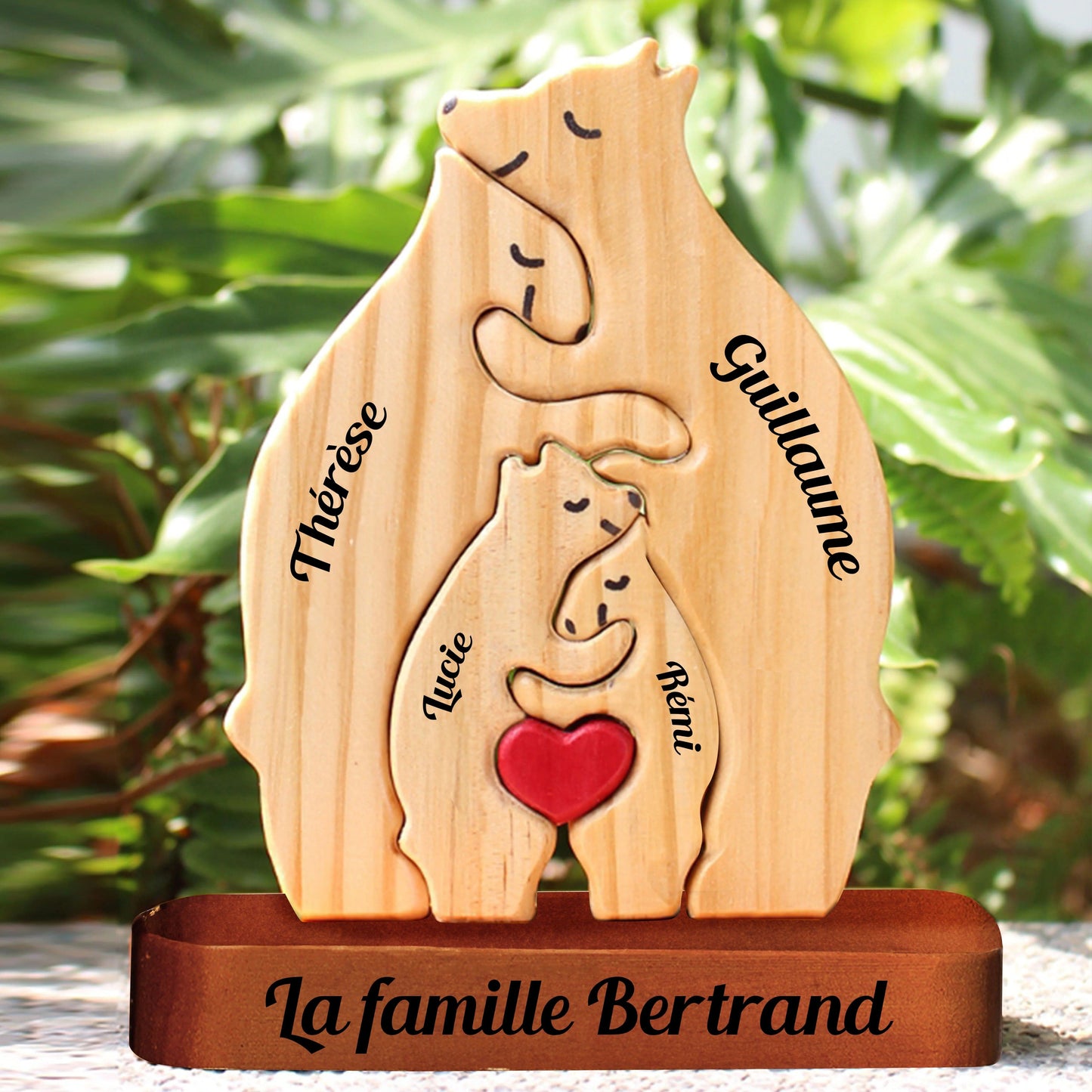 Famille Ours en Bois - Cadeau personnalisé