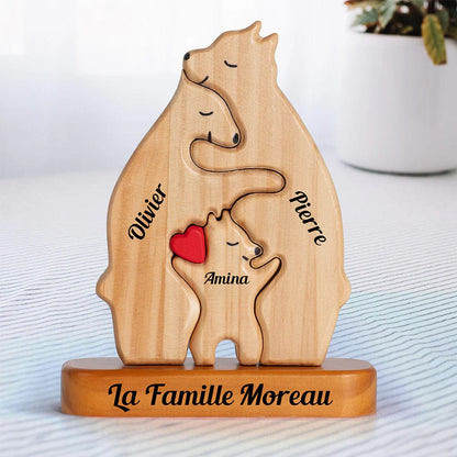 Famille Ours en Bois - Cadeau personnalisé